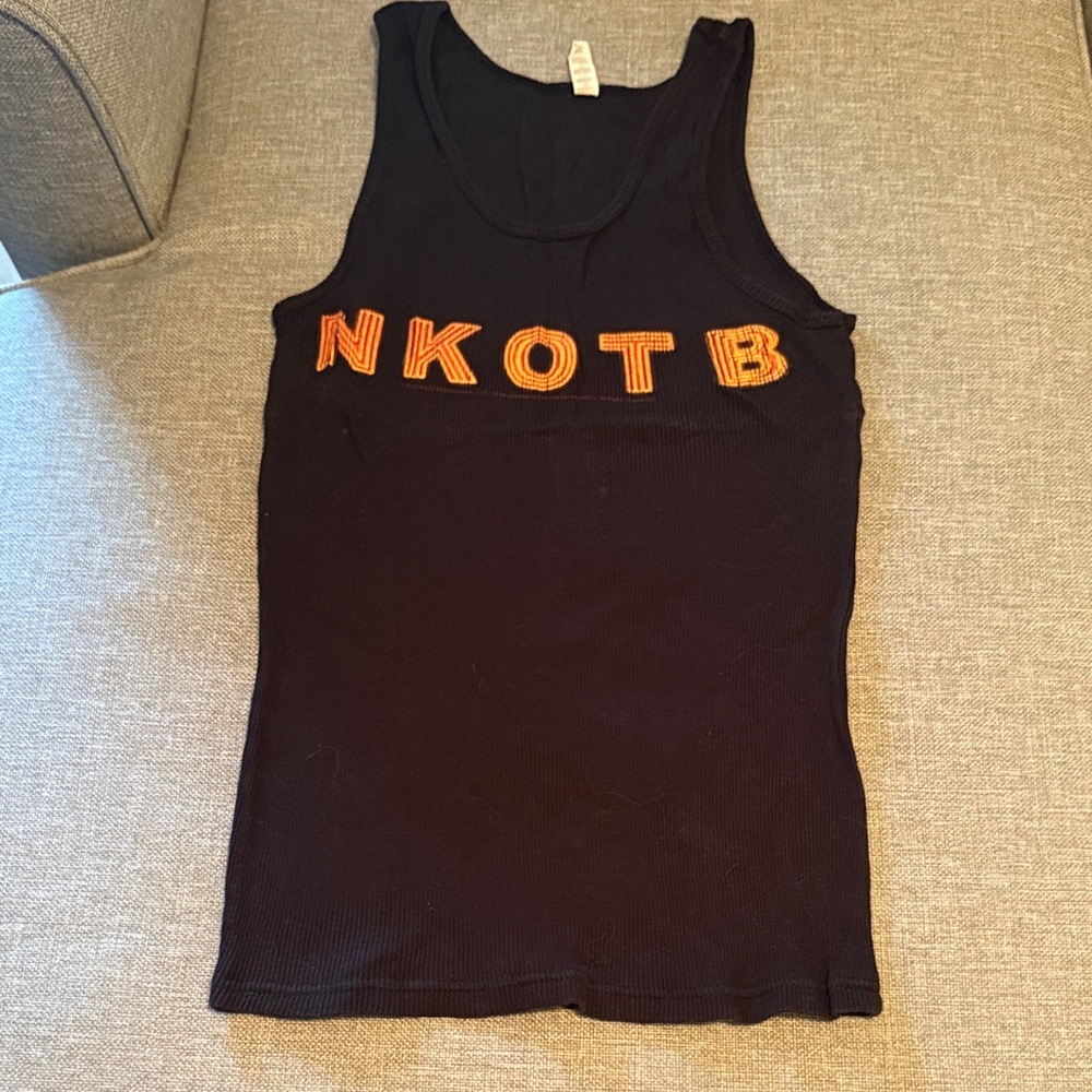 Alstyle Black Tank Top with NKOTB in Orange Letters